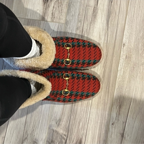 Gucci Fria Merino Wool Horsebit Houndstooth Wool Ankle Boot Women size 41 - Picture 7 of 10